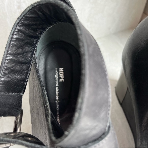 ** Hope by Ringstrand Soderberg black leather wedge sandals 38 - Picture 5 of 10